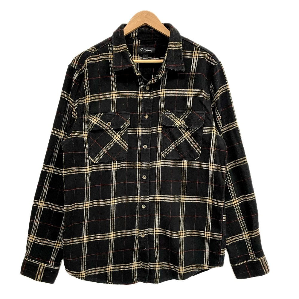 Brixton Black and Cream Plaid Casual Button Down Shirt